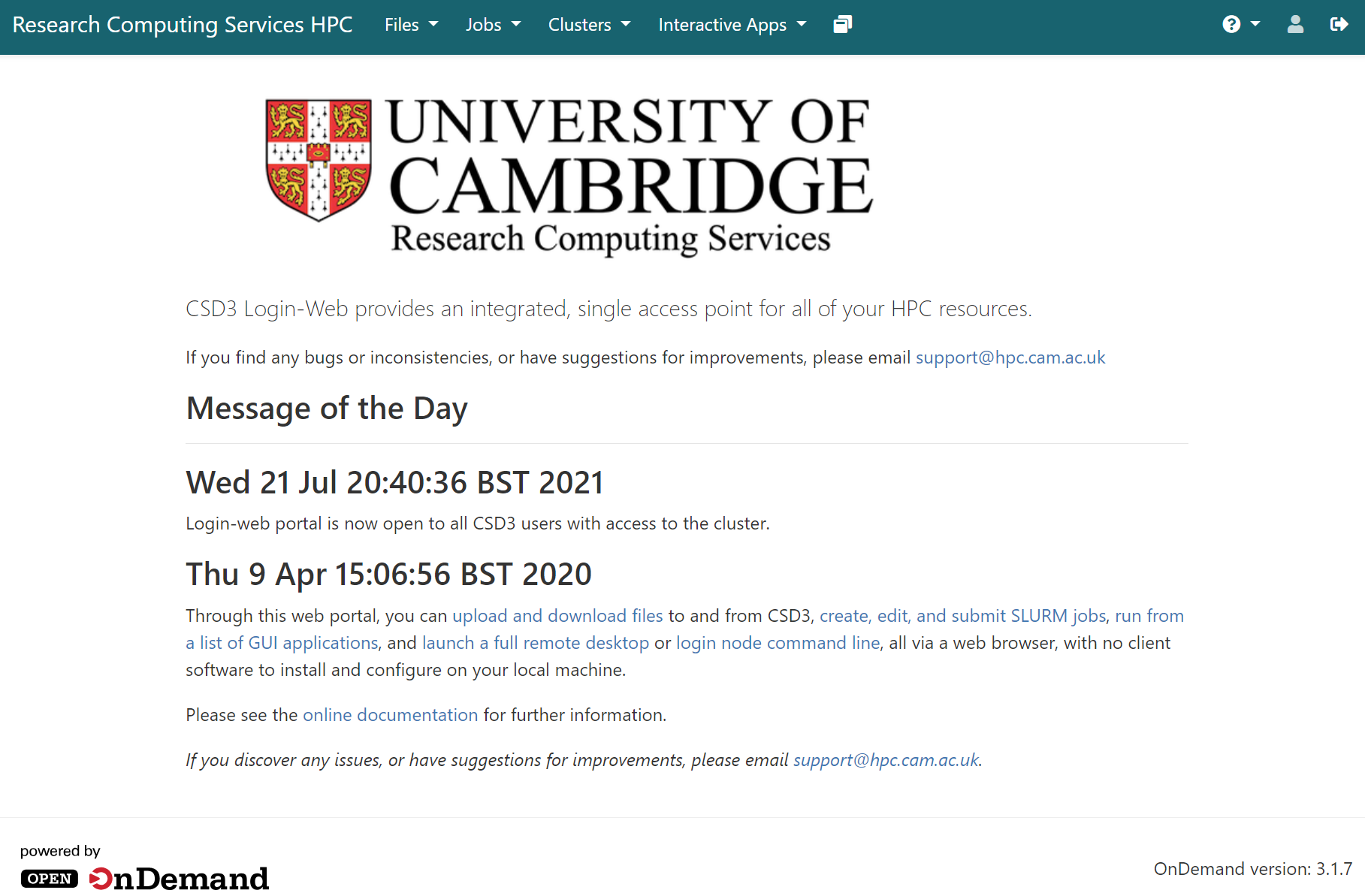 screenshot of Login-Web front page